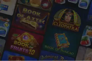 Copertine di slot tra cui Book of Aztec e Cleopatra